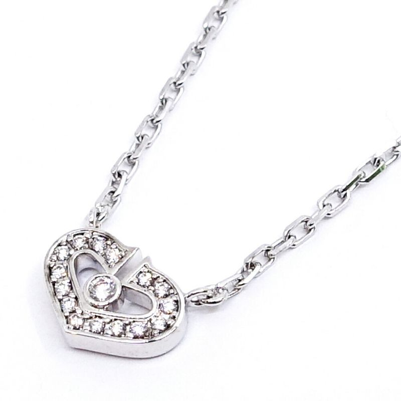 Cartier 18K White Gold C Heart Diamond Necklace Pendant