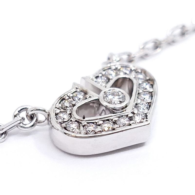 Cartier 18K White Gold C Heart Diamond Necklace Pendant