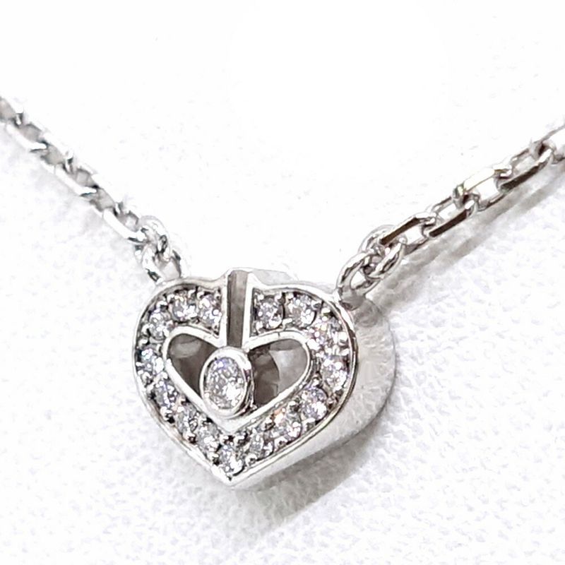 Cartier 18K White Gold C Heart Diamond Necklace Pendant