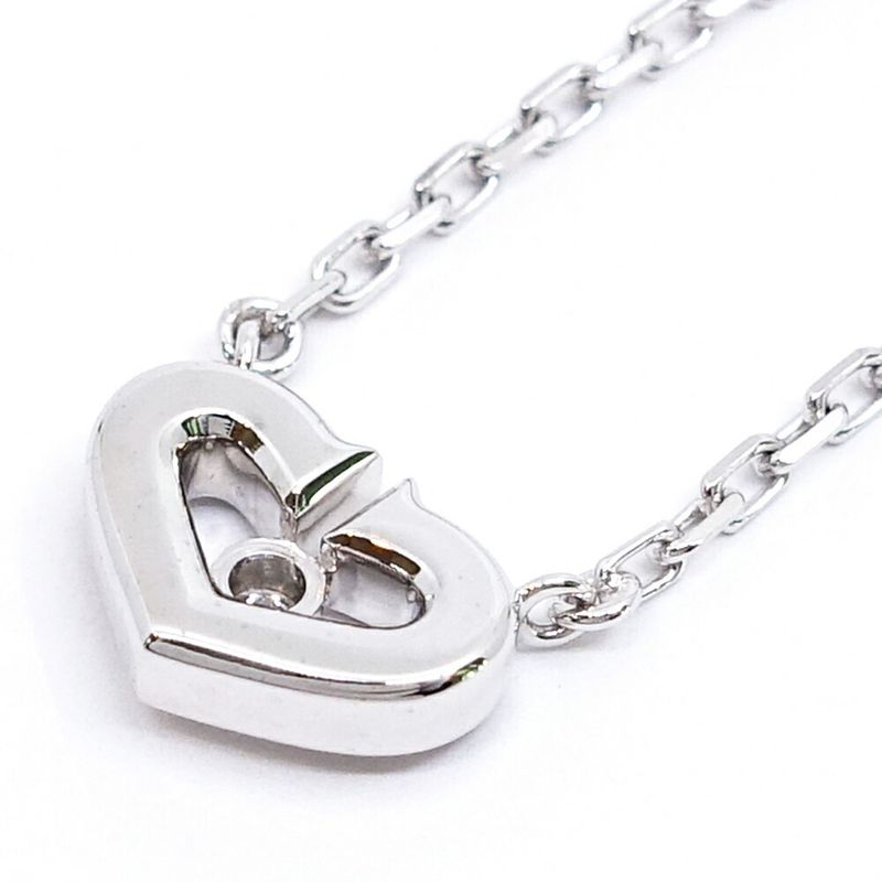 Cartier 18K White Gold C Heart Diamond Necklace Pendant