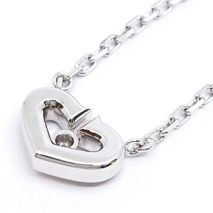 Cartier 18K White Gold C Heart Diamond Necklace Pendant