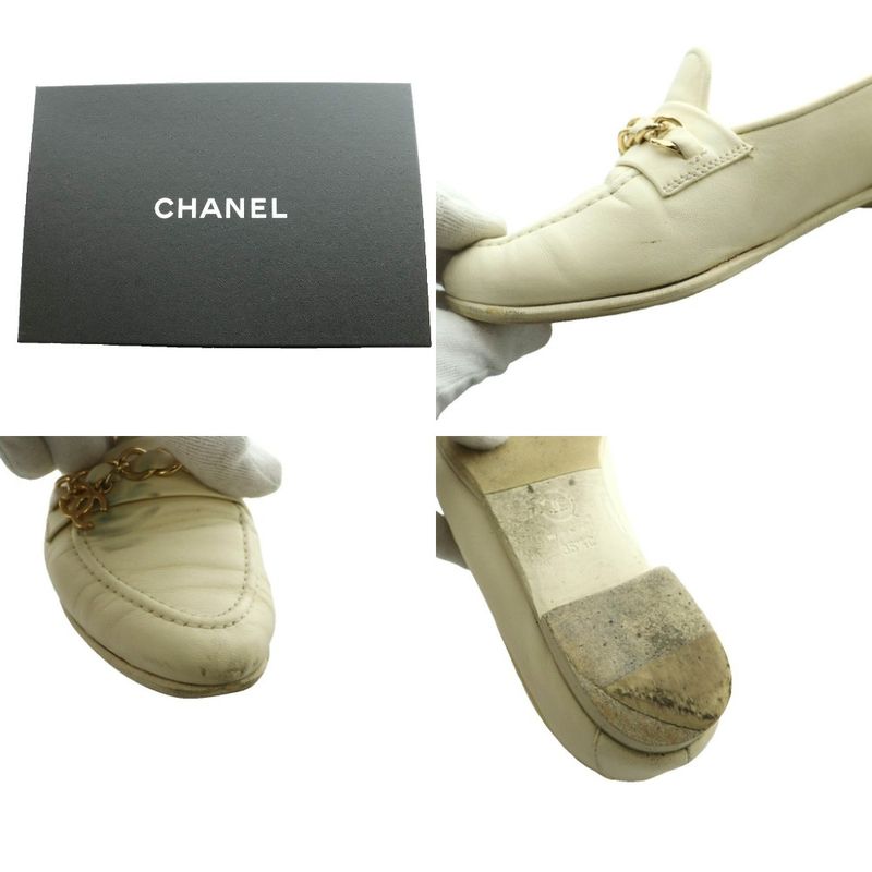 Chanel CC Logo Chain Loafer Leather 35.5 Ivory SS