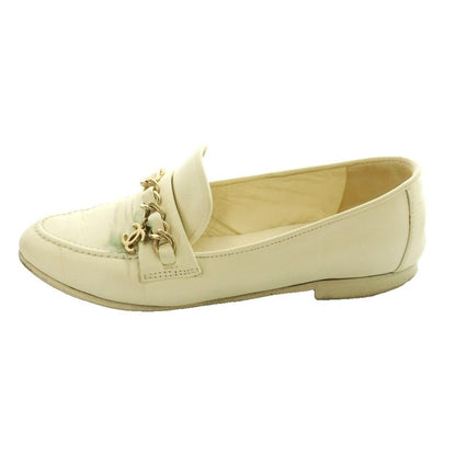 Chanel CC Logo Chain Loafer Leather 35.5 Ivory SS