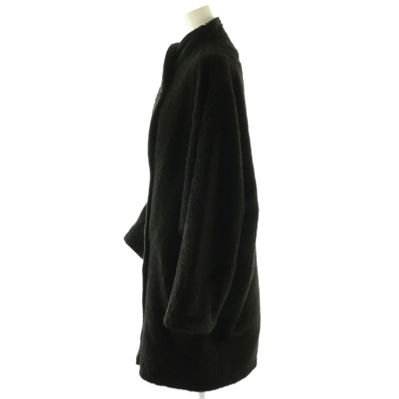 Max Mara Vintage Alpaca Cowl Double Button Shaggy Coat Outer 36 Black