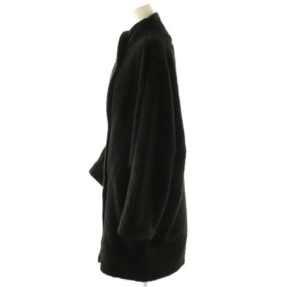 Max Mara Vintage Alpaca Cowl Double Button Shaggy Coat Outer 36 Black