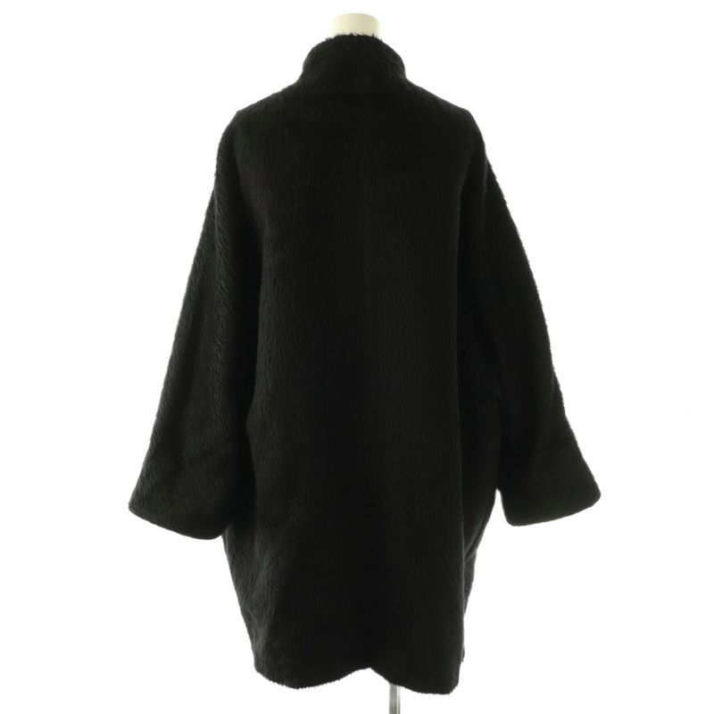Max Mara Vintage Alpaca Cowl Double Button Shaggy Coat Outer 36 Black