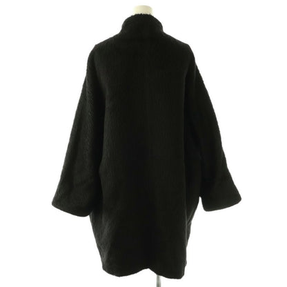 Max Mara Vintage Alpaca Cowl Double Button Shaggy Coat Outer 36 Black