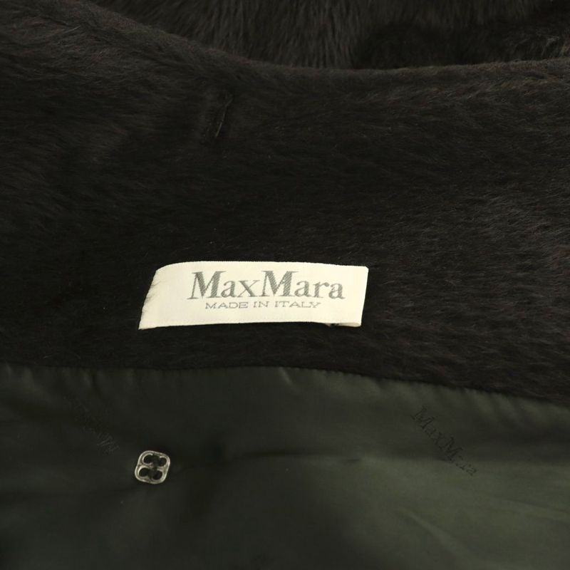 Max Mara Vintage Alpaca Cowl Double Button Shaggy Coat Outer 36 Black