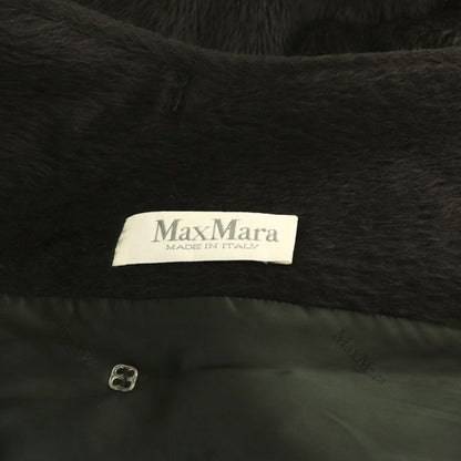 Max Mara Vintage Alpaca Cowl Double Button Shaggy Coat Outer 36 Black