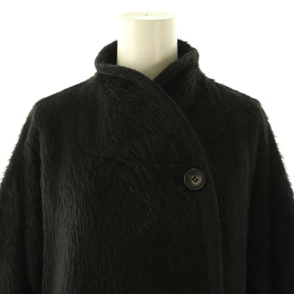 Max Mara Vintage Alpaca Cowl Double Button Shaggy Coat Outer 36 Black