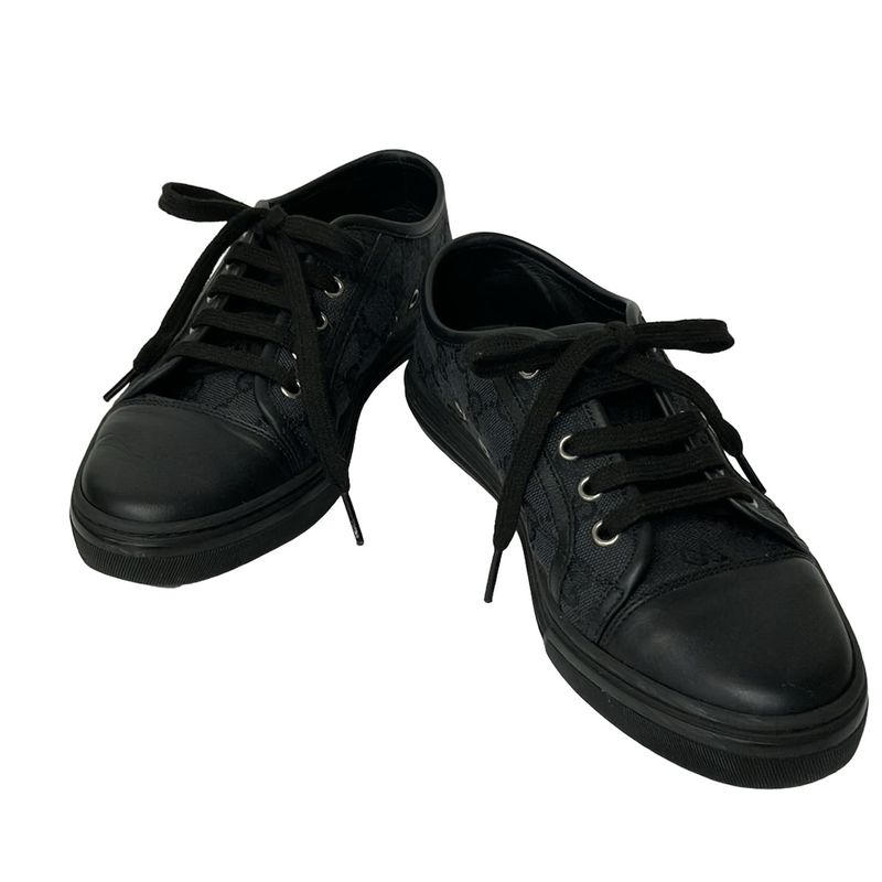 Gucci Sneakers 37 Black GG Pattern Leather