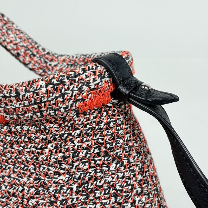 Balenciaga Logo Zig Zagga 2-Way Shoulder Bag Canvas Orange Black Multi-color