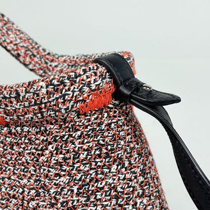 Balenciaga Logo Zig Zagga 2-Way Shoulder Bag Canvas Orange Black Multi-color