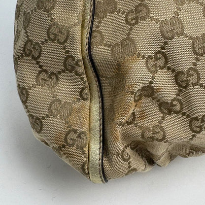 Gucci GG Pattern Shoulder Bag Abbey Canvas Gold Beige