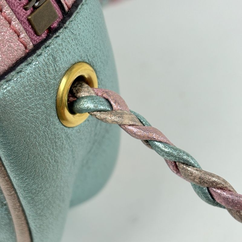 Gucci Horsebit Shoulder Bag Leather Green Pink