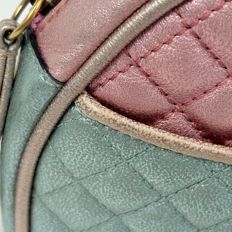 Gucci Horsebit Shoulder Bag Leather Green Pink