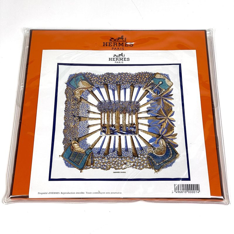 Hermes Carre 90 Ombres ET Lumieres Shadow and Light Scarf Silk Ivory Blue Ivory- Multicolor