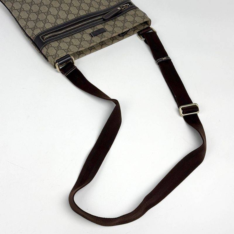 Gucci GG Pattern Shoulder Bag Crossbody Beige Brown