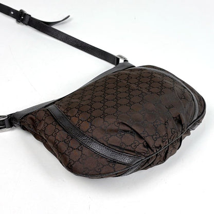 Gucci GG Pattern Shoulder Bag Abbey Nylon Brown