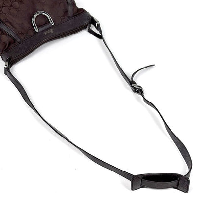 Gucci GG Pattern Shoulder Bag Abbey Nylon Brown