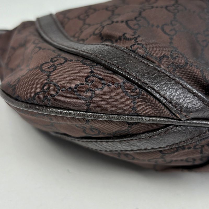 Gucci GG Pattern Shoulder Bag Abbey Nylon Brown
