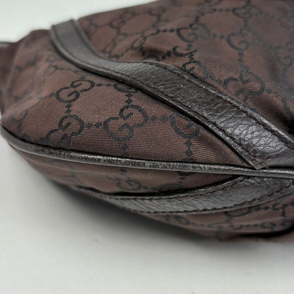 Gucci GG Pattern Shoulder Bag Abbey Nylon Brown