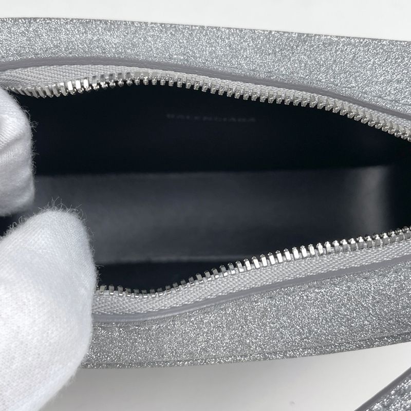 Balenciaga Everyday Camera Bag XS Logo Lame Leather Silver