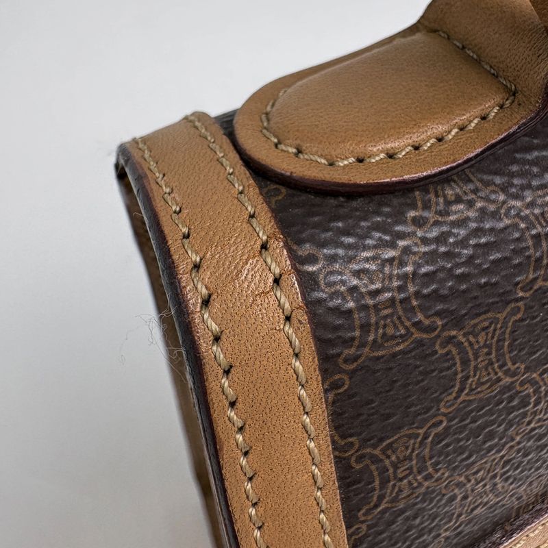 Celine Macadam Pattern 2-Way Shoulder Bag Brown