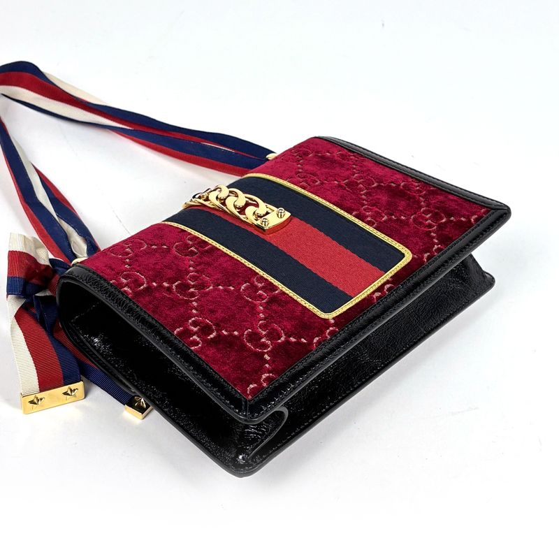 Gucci Sylvie Shoulder Bag Sherry Red Black