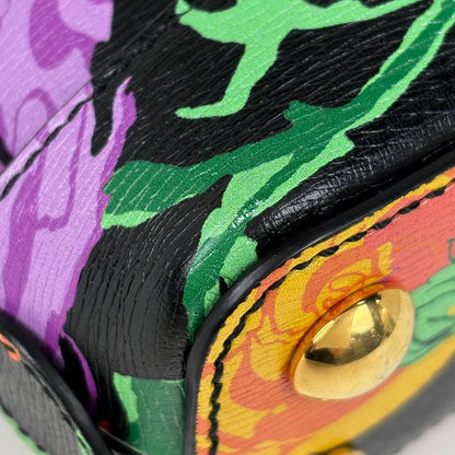 Gucci Horsebit Mini Top Handle 2-Way Shoulder Bag Ken Scott Flower Black Multi-color