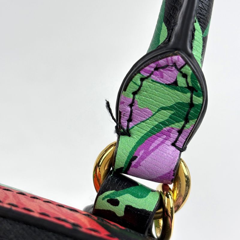 Gucci Horsebit Mini Top Handle 2-Way Shoulder Bag Ken Scott Flower Black Multi-color