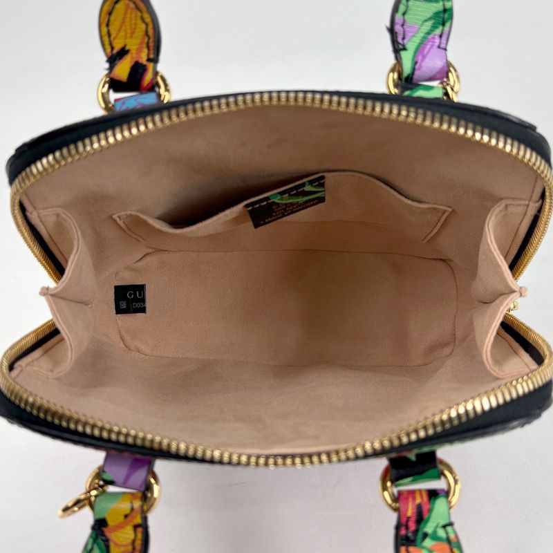 Gucci Horsebit Mini Top Handle 2-Way Shoulder Bag Ken Scott Flower Black Multi-color