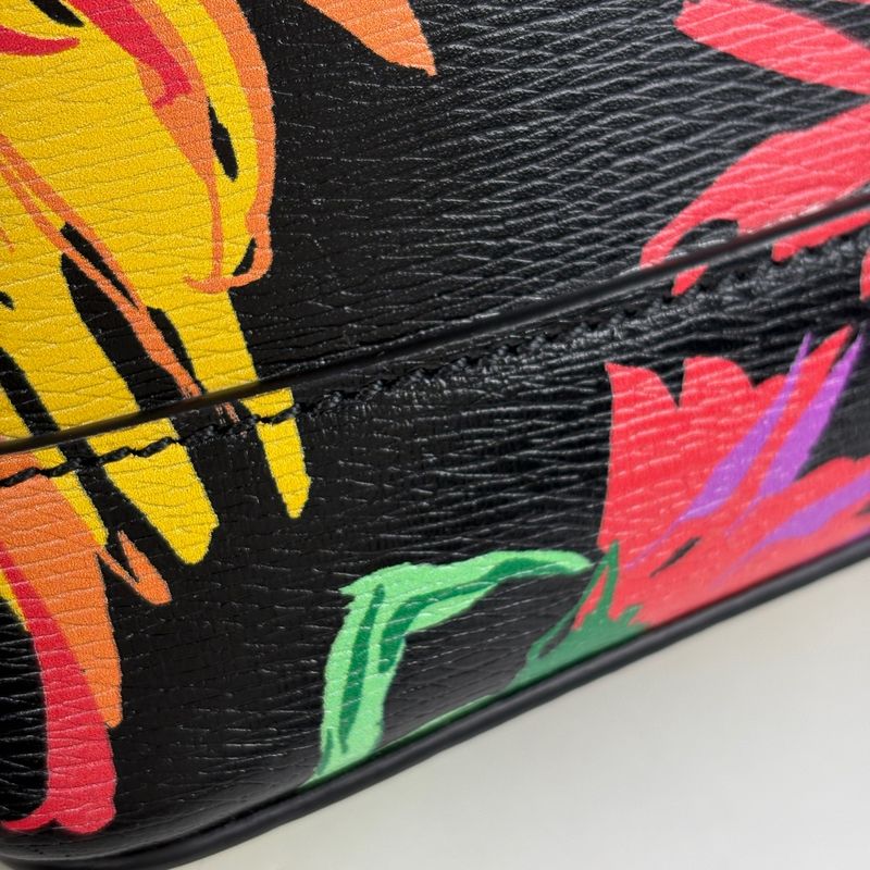 Gucci Horsebit Mini Top Handle 2-Way Shoulder Bag Ken Scott Flower Black Multi-color
