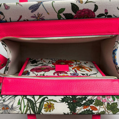 Gucci Flora 2-Way Shoulder Bag Floral Pattern Canvas Pink Multicolor