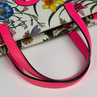 Gucci Flora 2-Way Shoulder Bag Floral Pattern Canvas Pink Multicolor