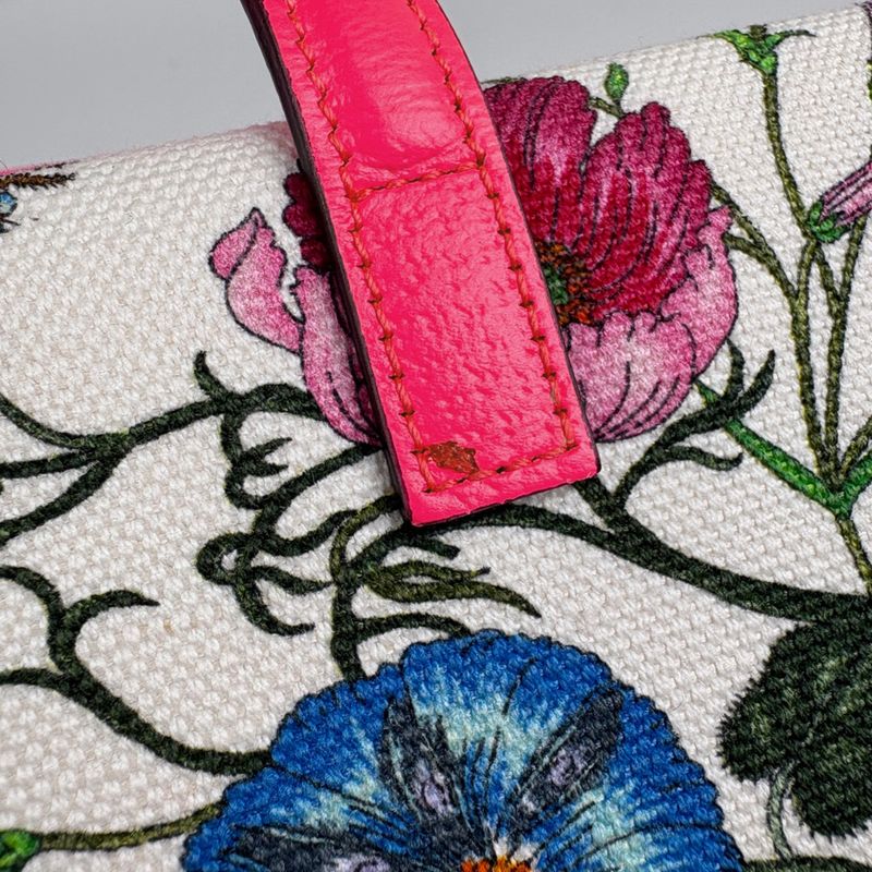 Gucci Flora 2-Way Shoulder Bag Floral Pattern Canvas Pink Multicolor