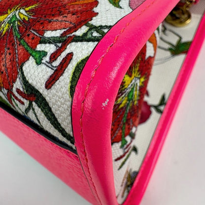 Gucci Flora 2-Way Shoulder Bag Floral Pattern Canvas Pink Multicolor
