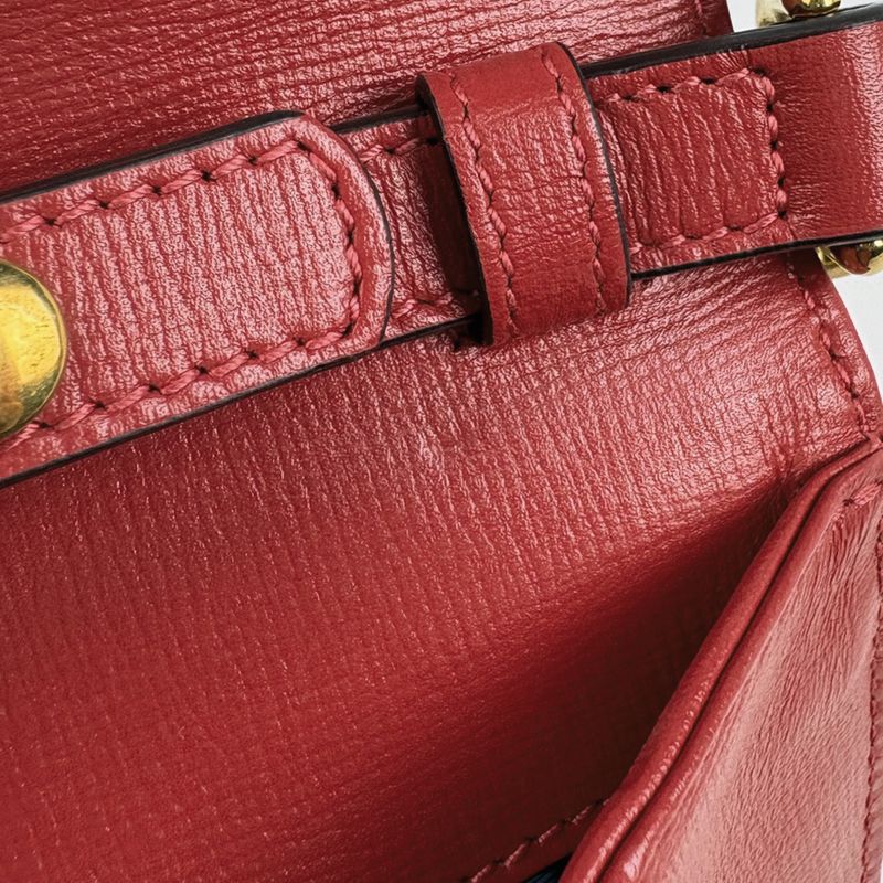 Gucci Horsebit Chain Shoulder Bag 2-Way Clutch Straw Red