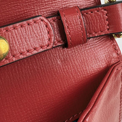 Gucci Horsebit Chain Shoulder Bag 2-Way Clutch Straw Red