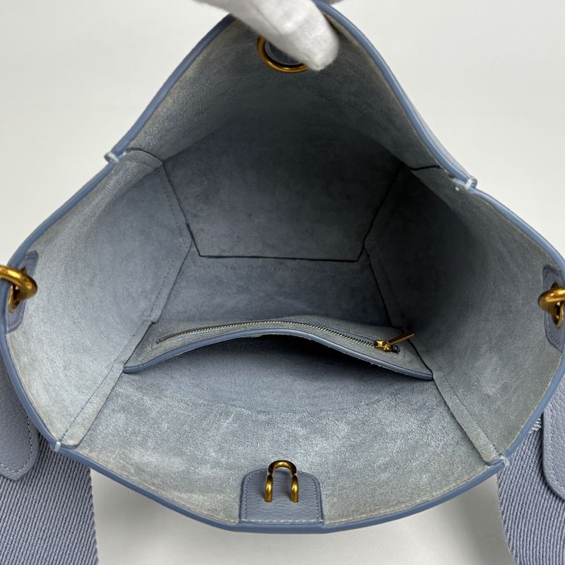 Celine Sangle Bucket Small Shoulder Bag Leather Light Blue