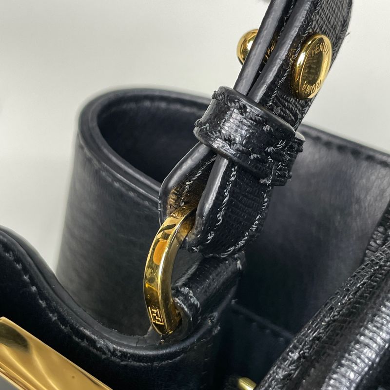 Fendi Petit Tou Jour 2-Way Shoulder Bag Leather Black