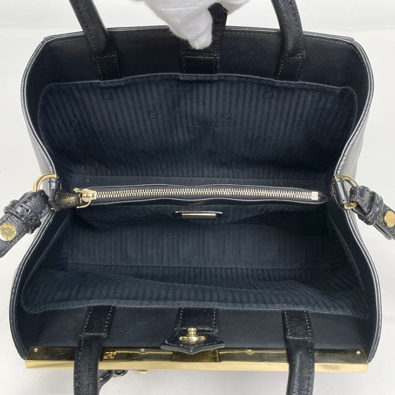 Fendi Petit Tou Jour 2-Way Shoulder Bag Leather Black