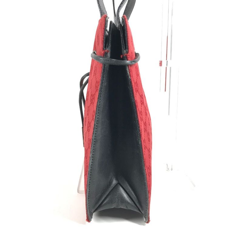 Gucci Shoulder Bag GG Logo 002 Canvas Leather Red Black