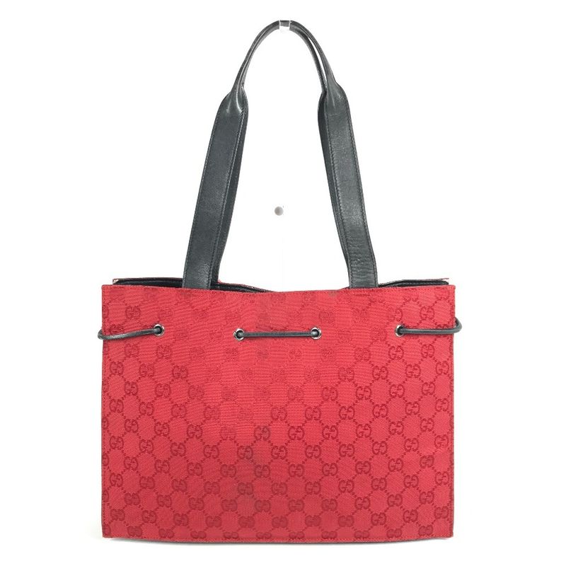 Gucci Shoulder Bag GG Logo 002 Canvas Leather Red Black