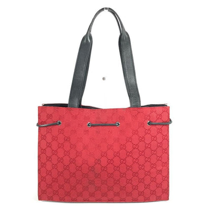 Gucci Shoulder Bag GG Logo 002 Canvas Leather Red Black