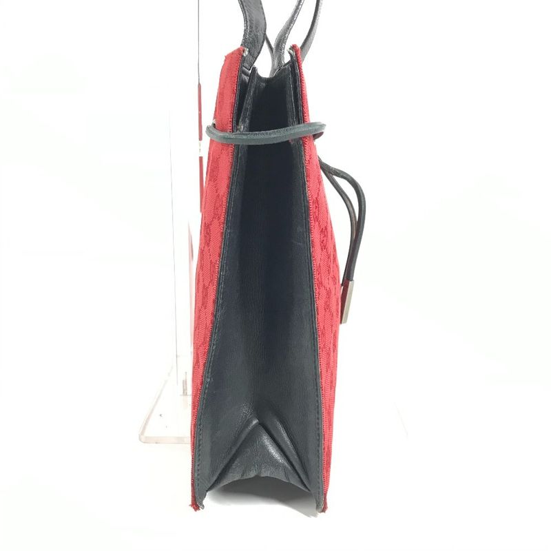 Gucci Shoulder Bag GG Logo 002 Canvas Leather Red Black