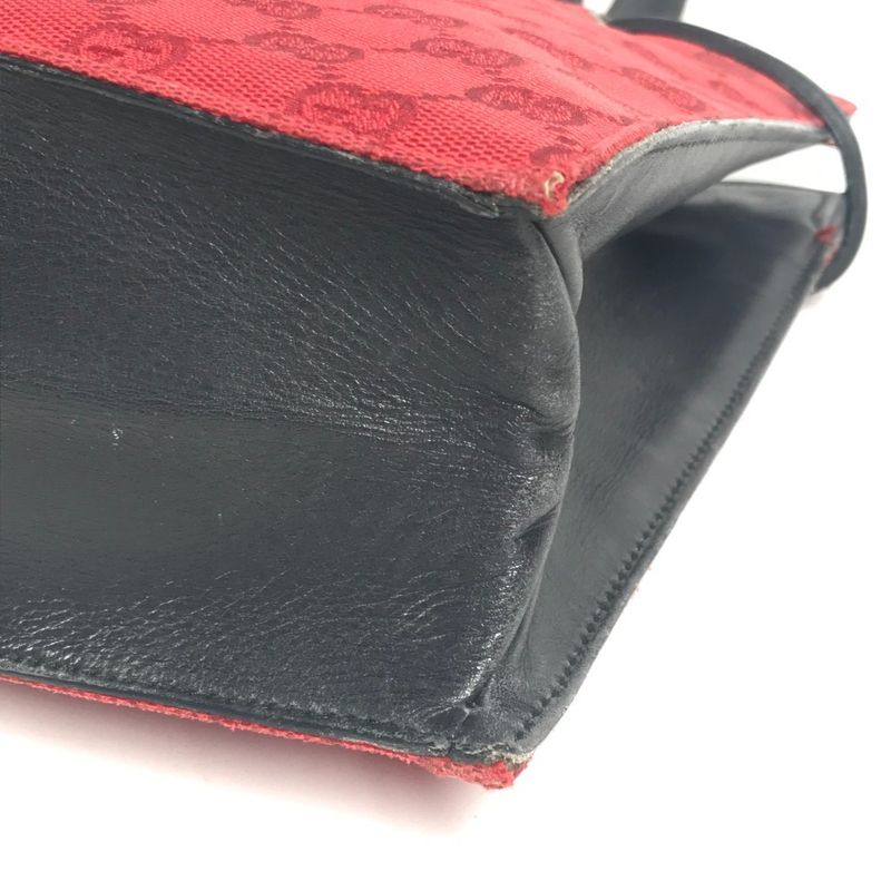 Gucci Shoulder Bag GG Logo 002 Canvas Leather Red Black