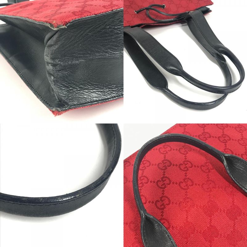 Gucci Shoulder Bag GG Logo 002 Canvas Leather Red Black