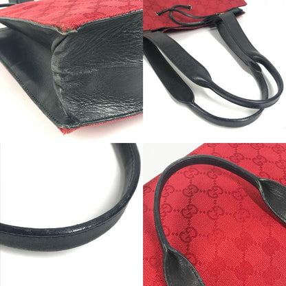 Gucci Shoulder Bag GG Logo 002 Canvas Leather Red Black