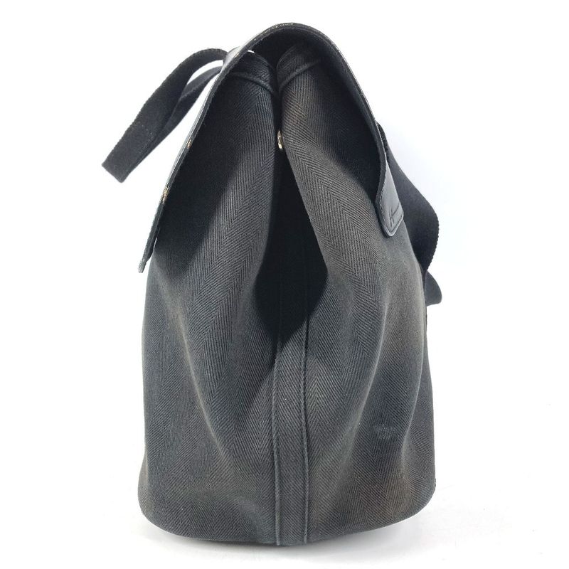 Hermes Handbag Valparaiso MM Toile Chevron Black